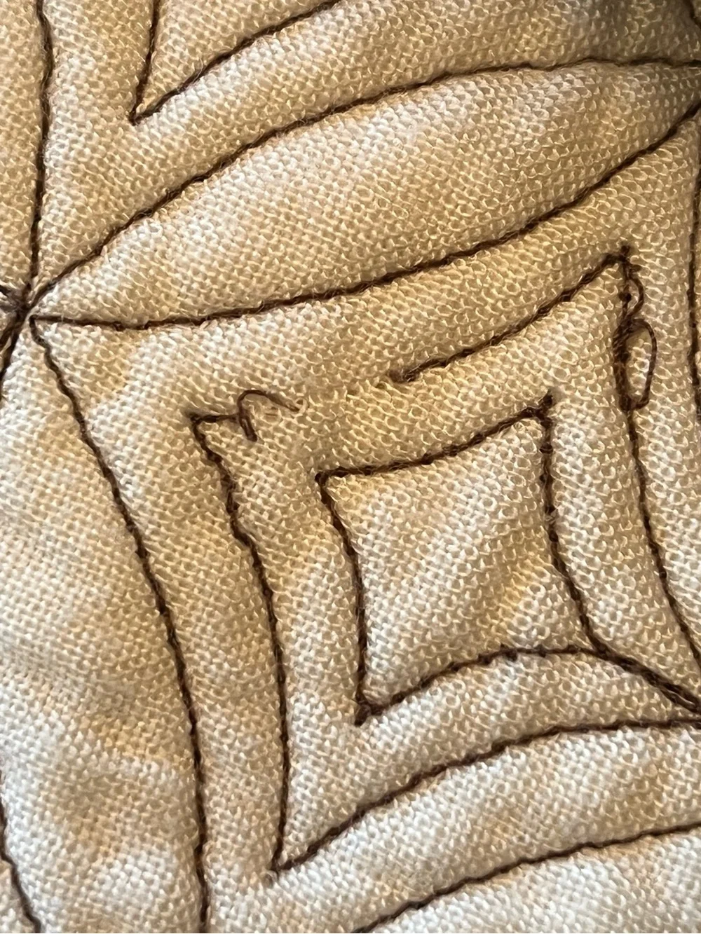 Restoration Hardware Quilted Silk Pillow Shams (2) King Curved Diamonds Rust Red